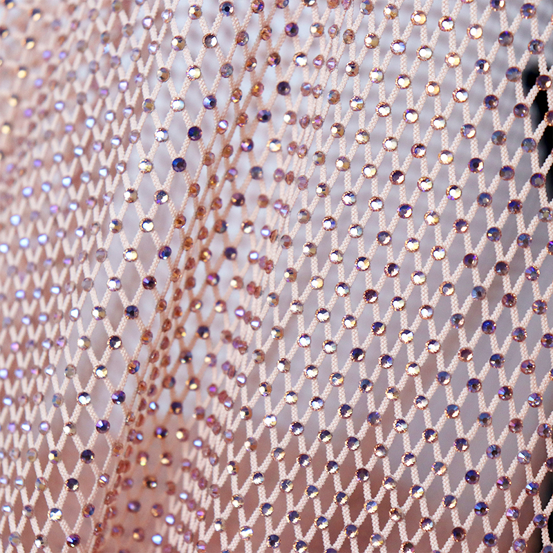 SS10 Champagne AB Crystal Mesh Fabric Factory
