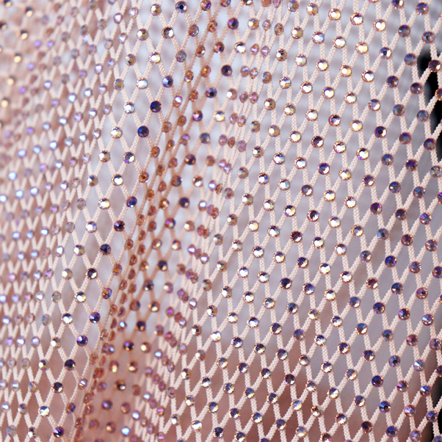 SS10 Champagne AB Crystal Mesh Fabric Factory