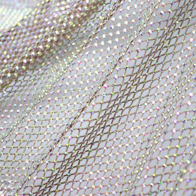 SS10 White AB Rhinestone Mesh Fabric Manufacturer