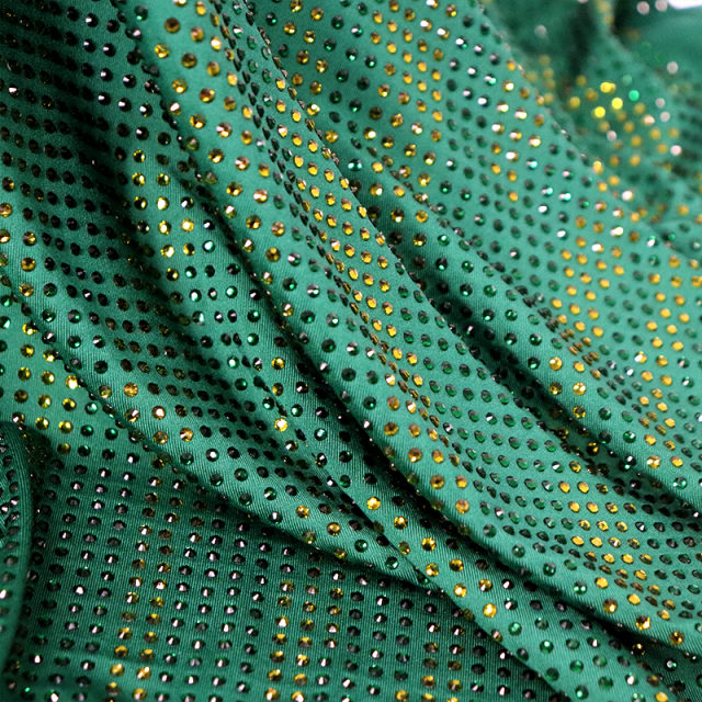 SS10 Zebra Pattern Mix Green Color Crystal Fabric Custom