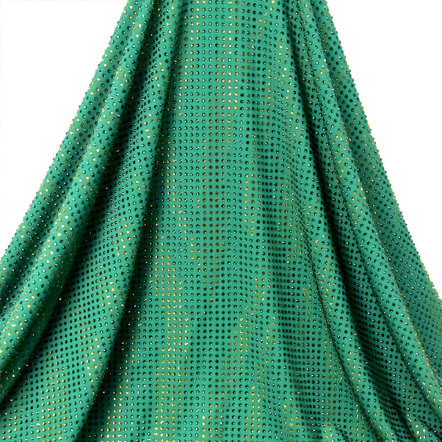SS10 Zebra Pattern Mix Green Color Crystal Fabric Custom