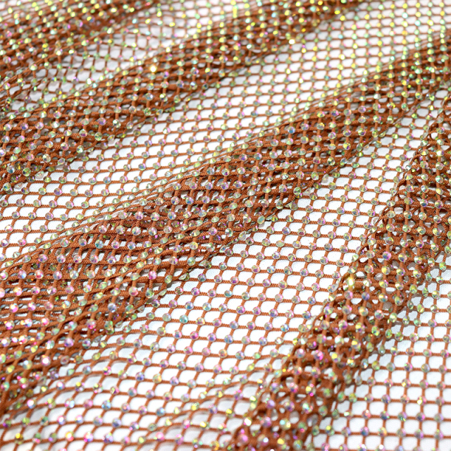 SS10 White AB Crystal Mesh Fabric Custom