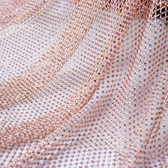 SS10 Champagne AB Crystal Mesh Fabric Factory