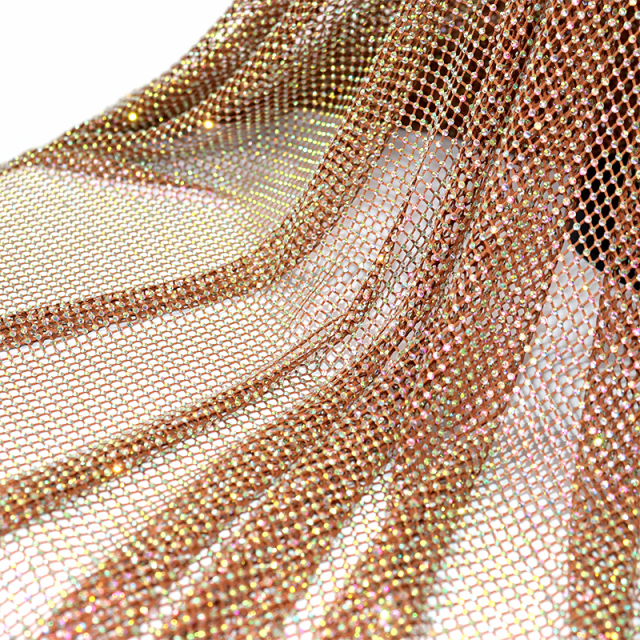 SS10 White AB Crystal Mesh Fabric Custom