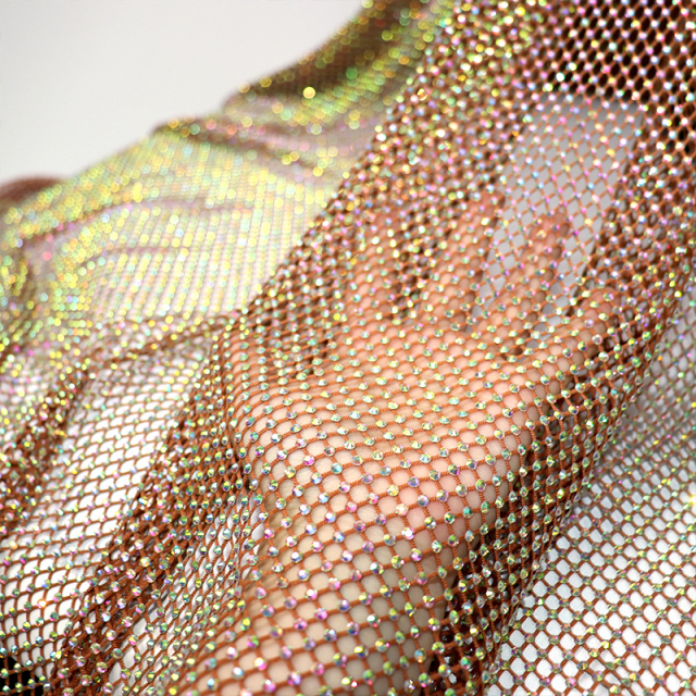 SS10 White AB Crystal Mesh Fabric Custom
