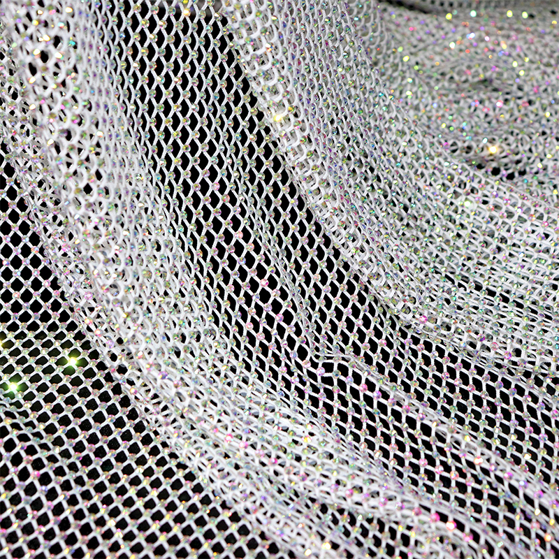 SS10 White AB Crystal Mesh Fabric Exporter