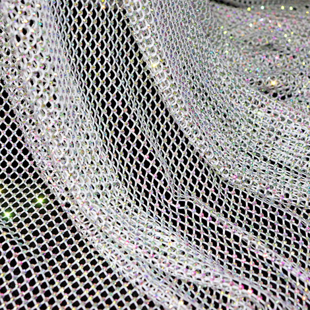 SS10 White AB Crystal Mesh Fabric Exporter