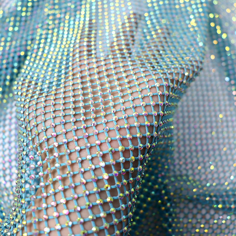 SS12 White AB Rhinestone Mesh Fabric Factory