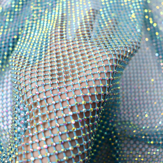 SS12 White AB Rhinestone Mesh Fabric Factory