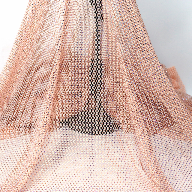 SS10 Champagne AB Crystal Mesh Fabric Factory
