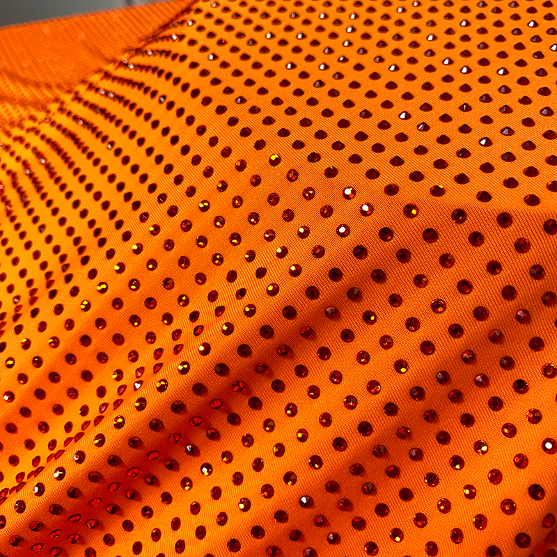 SS10 Orange Crystal Fabric Manufacturer