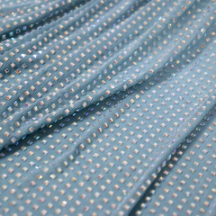 3*3mm Square Glass White AB Crystal Tulle Mesh Fabric Exporter