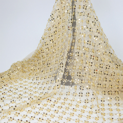 Pearl Beaded Sequin Tulle Mesh Fabric Custom
