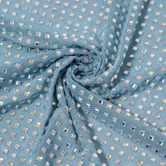 3*3mm Square Glass White AB Crystal Tulle Mesh Fabric Exporter
