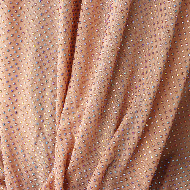 SS10 Golden AB Crystal Tulle Mesh Fabric Factory