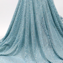 3*3mm Square Glass White AB Crystal Tulle Mesh Fabric Exporter