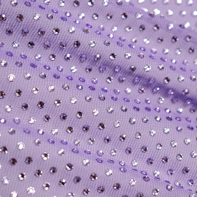SS10 Violet Rhinestone Tulle Mesh Fabric Factory