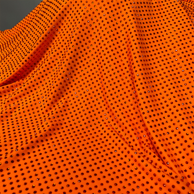 SS10 Orange Crystal Fabric Manufacturer