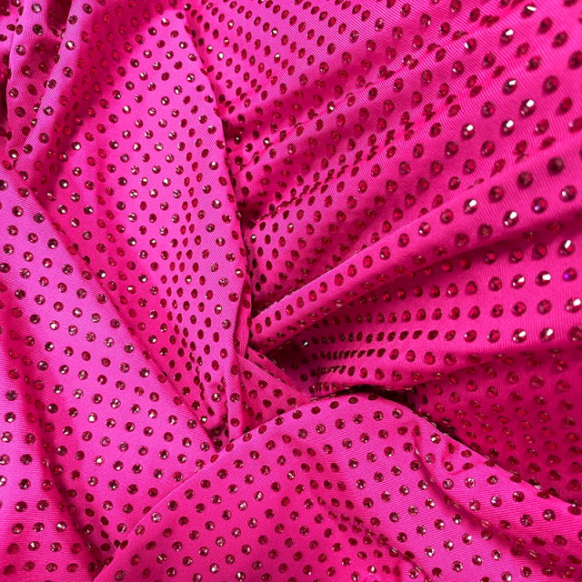 SS10 Rose Red Rhinestone Fabric Manufacturer