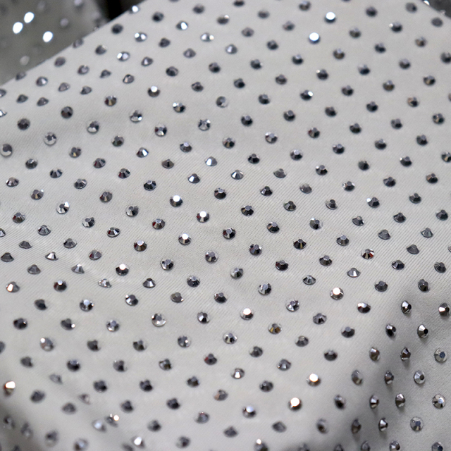 SS10 Mineral Silver Rhinestone Fabric Supplier