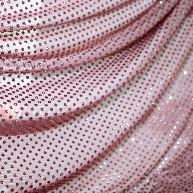 SS10 Light Purple Crystal Tulle Mesh Fabric Custom