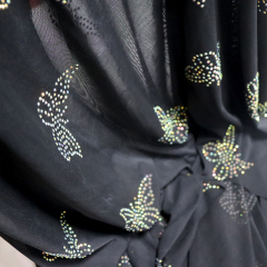 SS10 Butterfly Pattern White AB Rhinestone Tulle Mesh Fabric Factory
