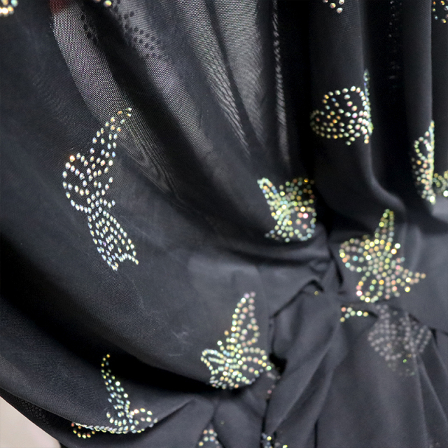 SS10 Butterfly Pattern White AB Rhinestone Tulle Mesh Fabric Factory