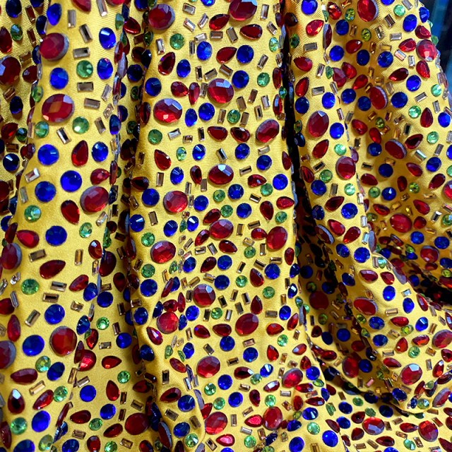 Multi-shape 210g Multicolor Glass & Crystals Fabric Wholesale