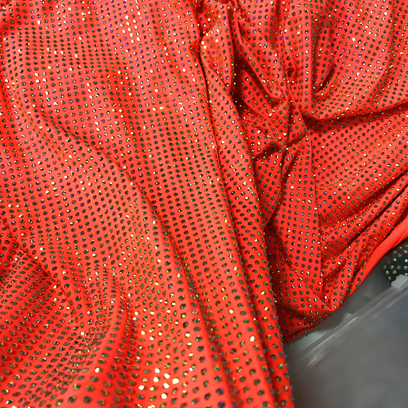 SS10 White AB Rhinestone Fabric Factory