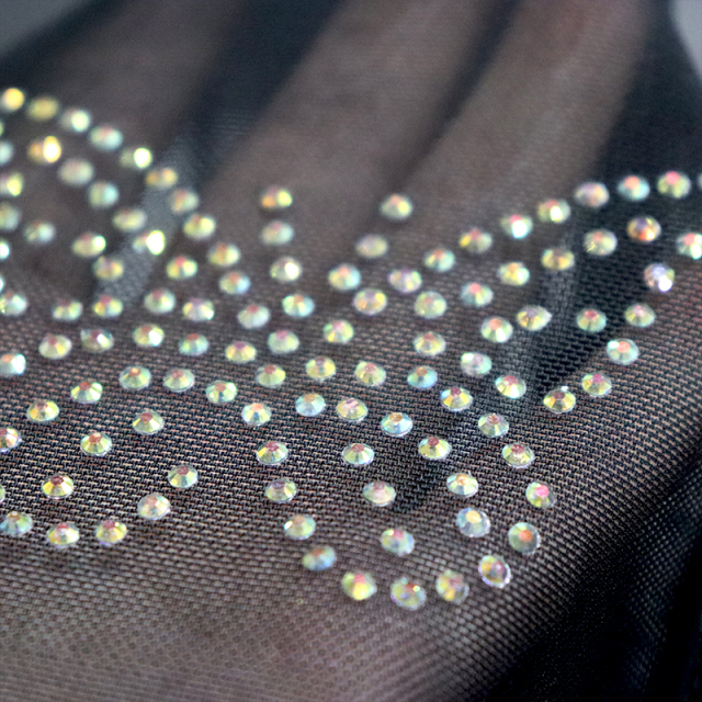 SS10 Butterfly Pattern White AB Rhinestone Tulle Mesh Fabric Factory