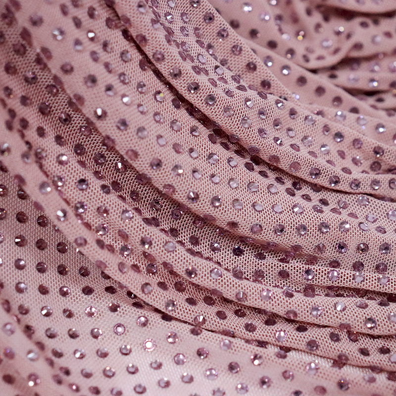 SS10 Light Purple Crystal Tulle Mesh Fabric Custom