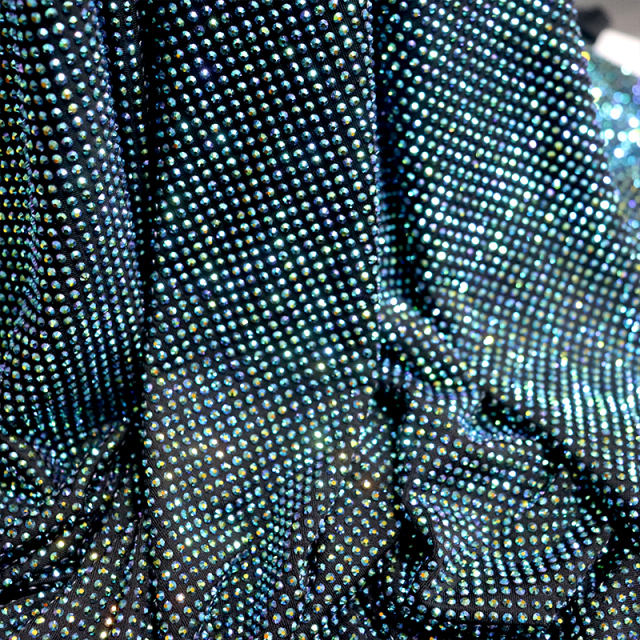 SS10 180g Greenish-Gold Rhinestone Fabric Custom