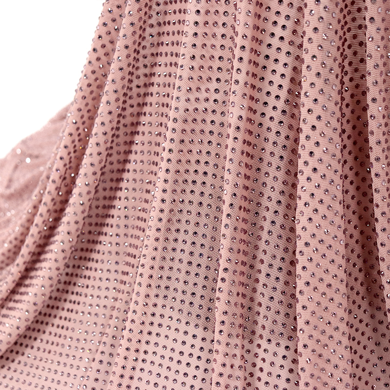 SS10 Light Purple Crystal Tulle Mesh Fabric Custom