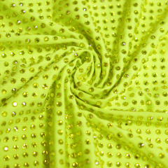 SS10 180g Lemon Yellow Rhinestone Fabric Wholesale