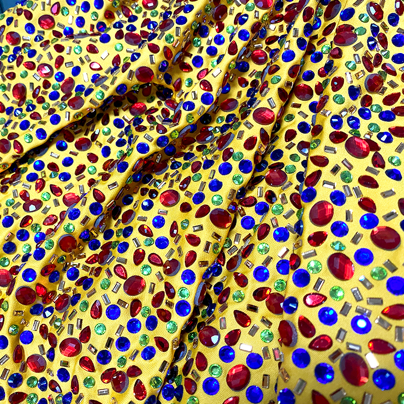 Multi-shape 210g Multicolor Glass & Crystals Fabric Wholesale
