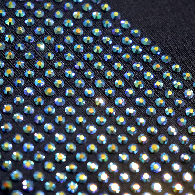 SS10 180g Greenish-Gold Rhinestone Fabric Custom
