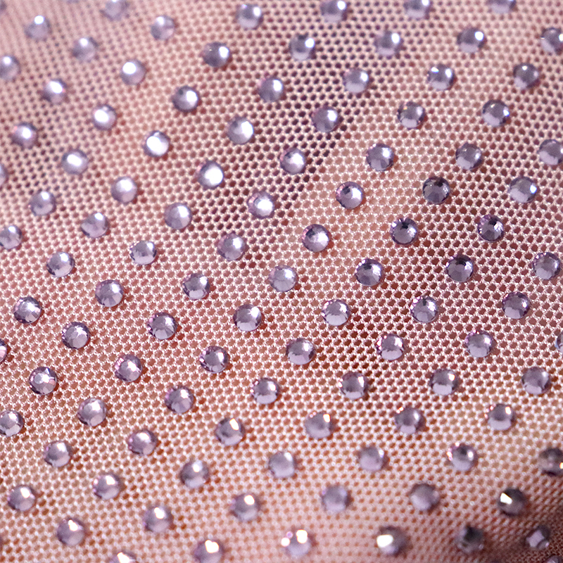 SS10 Light Purple Crystal Tulle Mesh Fabric Custom