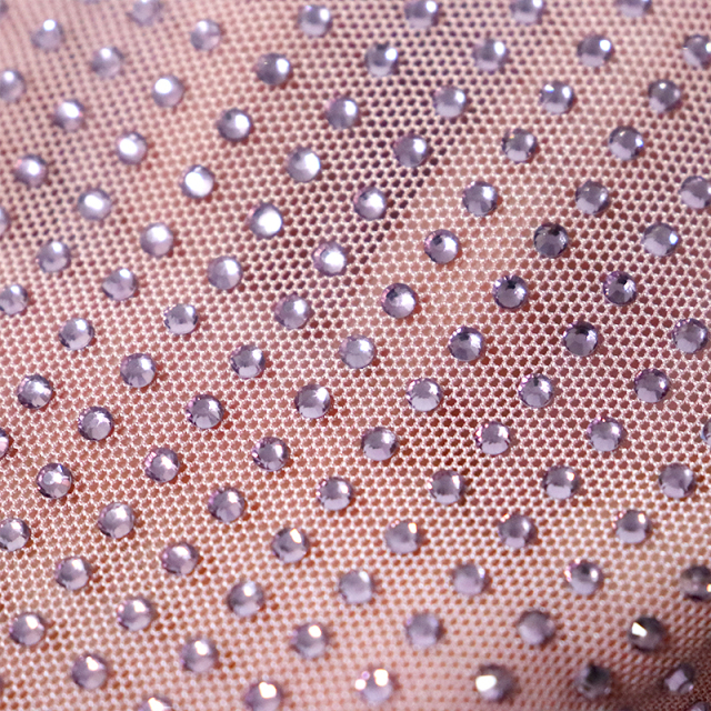 SS10 Light Purple Crystal Tulle Mesh Fabric Custom
