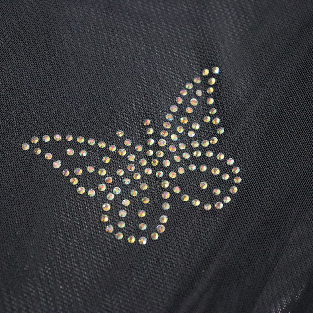 SS10 Butterfly Pattern White AB Rhinestone Tulle Mesh Fabric Factory