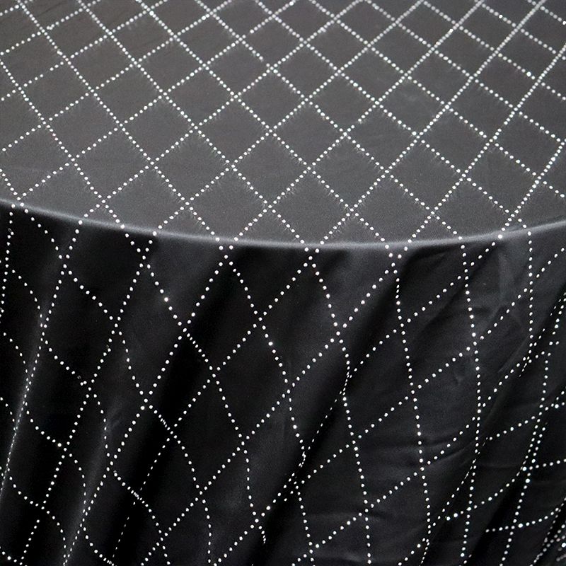 SS8 Rhombic Pattern Mineral Silver Rhinestone Fabric Custom