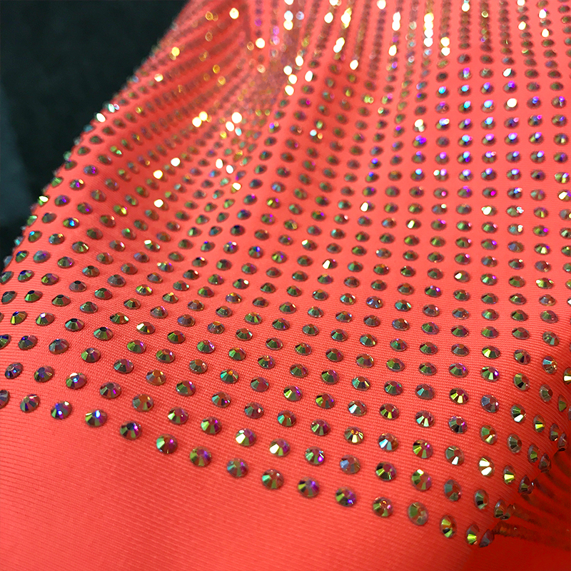 SS10 White AB Rhinestone Fabric Factory
