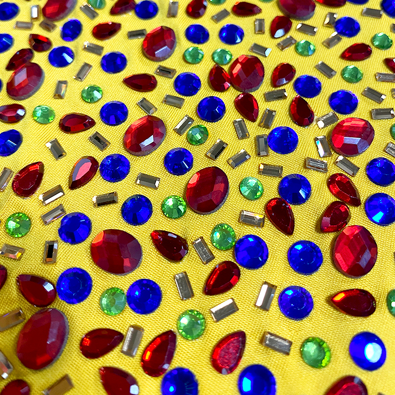 Multi-shape 210g Multicolor Glass & Crystals Fabric Wholesale