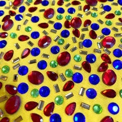 Multi-shape 210g Multicolor Glass & Crystals Fabric Wholesale