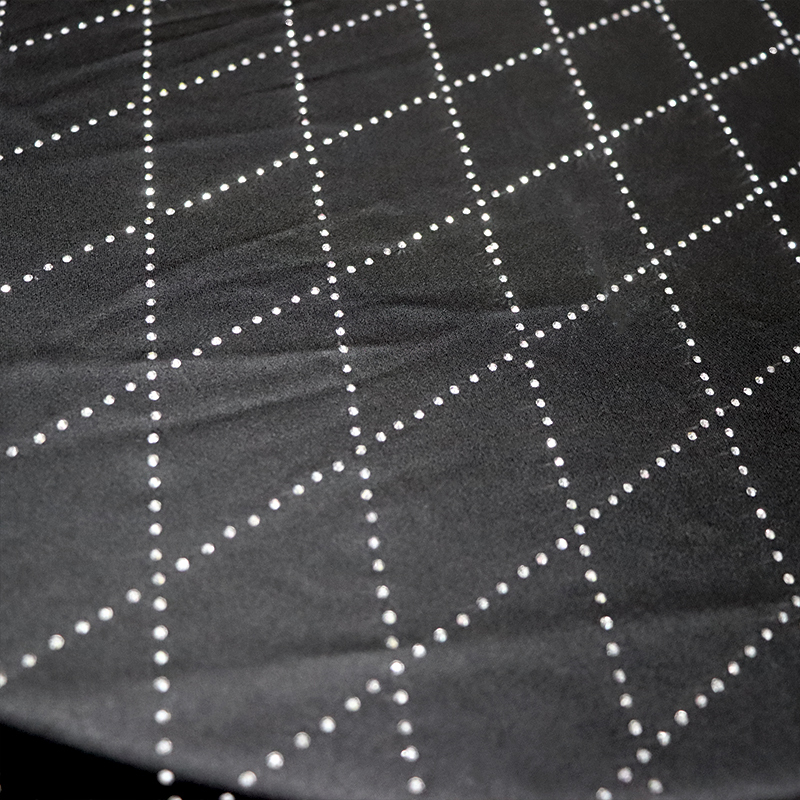 SS8 Rhombic Pattern Mineral Silver Rhinestone Fabric Custom