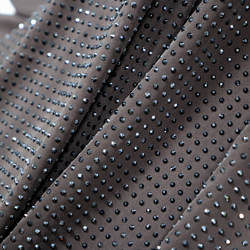 SS10 Mineral Black Rhinestone Fabric Supplier