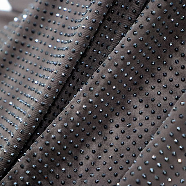 SS10 Mineral Black Rhinestone Fabric Supplier
