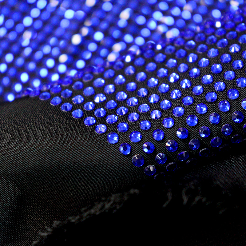 SS10 Dark Blue Crystal Satin Fabric Supplier