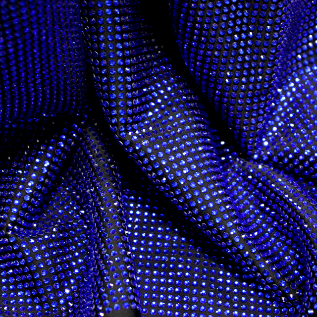 SS10 Dark Blue Crystal Satin Fabric Supplier