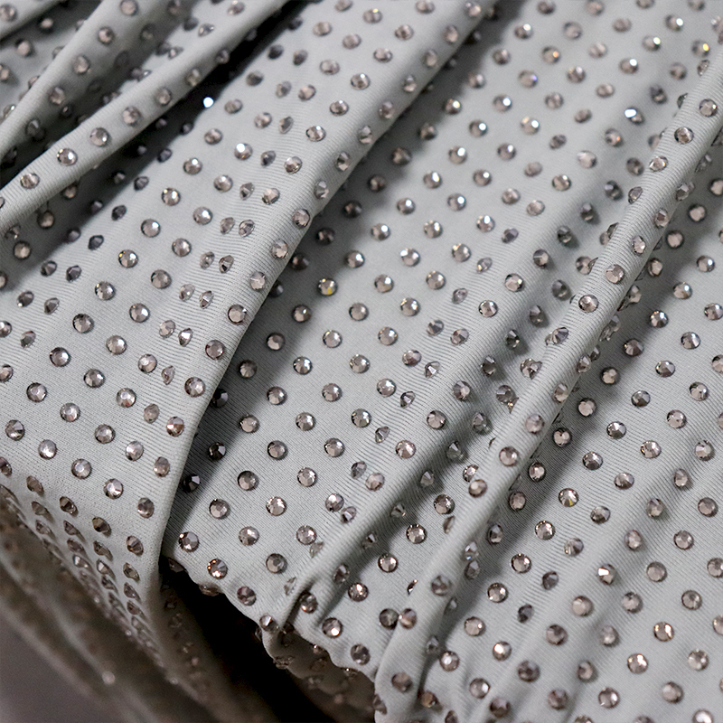 SS10 Transparent Grey Crystal Fabric Factory