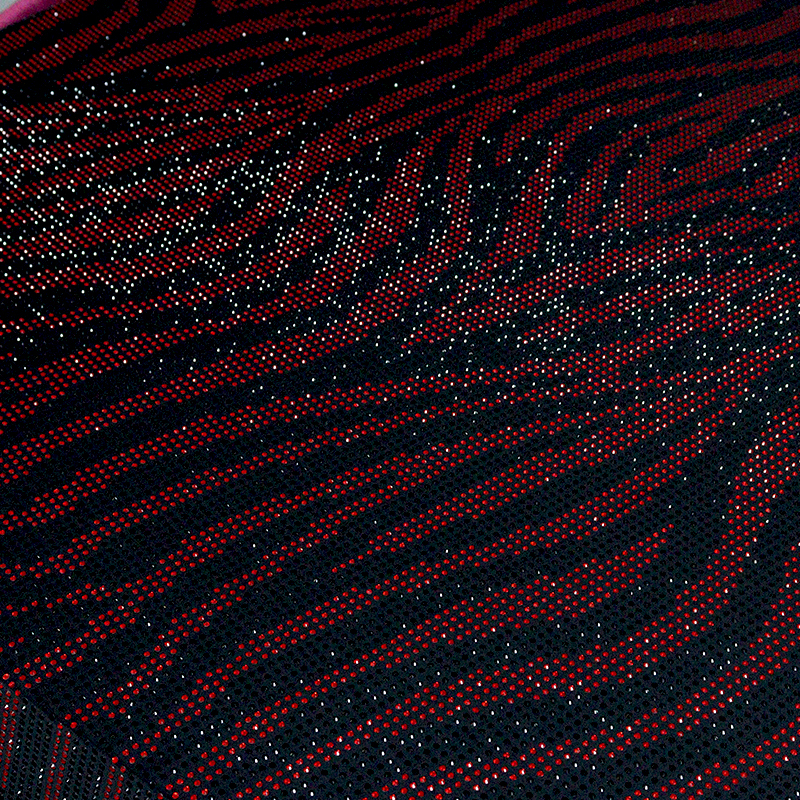 SS10 Zebra Pattern Mix Color Rhinestone Fabric Factory